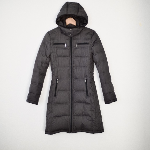 MICHAEL Michael Kors Detachable Hooded Down/Feather Maxi Puffer Gray Jacket XS - Picture 3 of 16